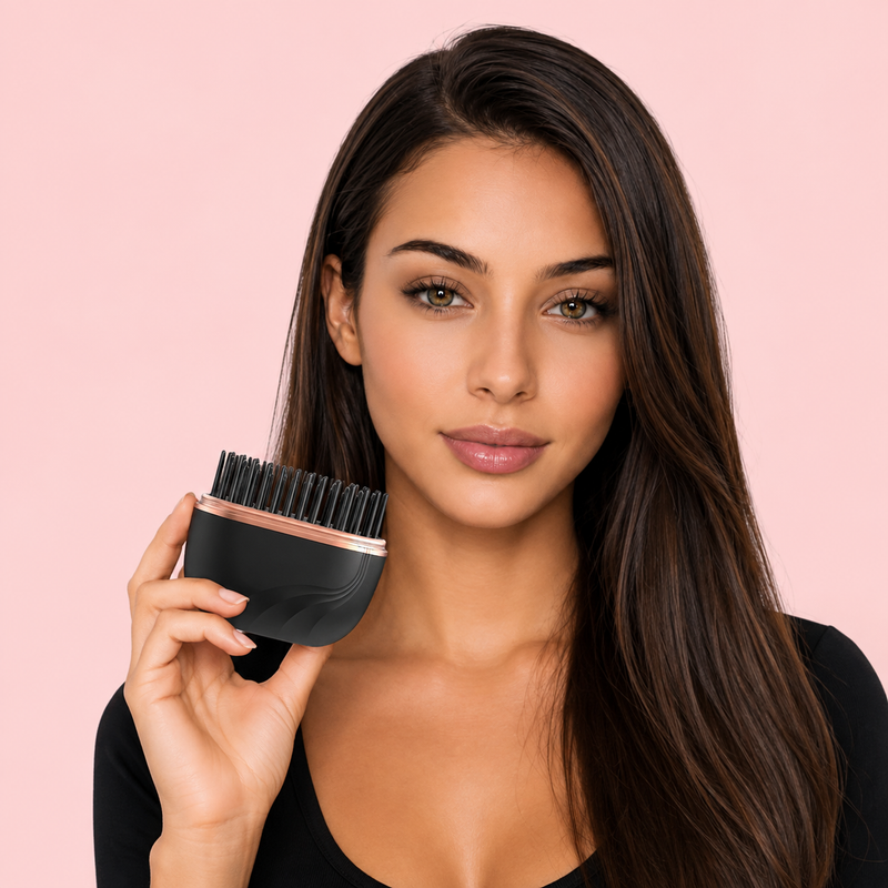 Mini Escova Alisadora Elétrica Portátil Lunara™ Sem Fio | Controle de Frizz